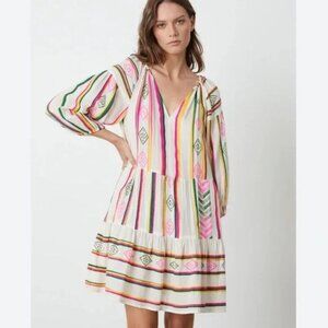 Anthropologie VELVET By Graham & Spencer Jade V-Neck Dress, Multi Color